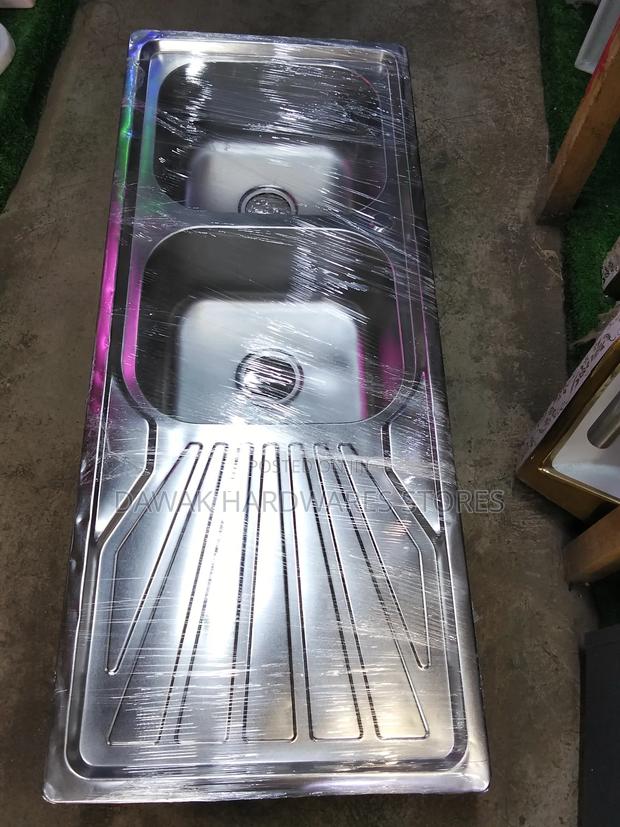 Double Bowl Stainless Kitchen Sink With a Drainboard - thumbnail 2