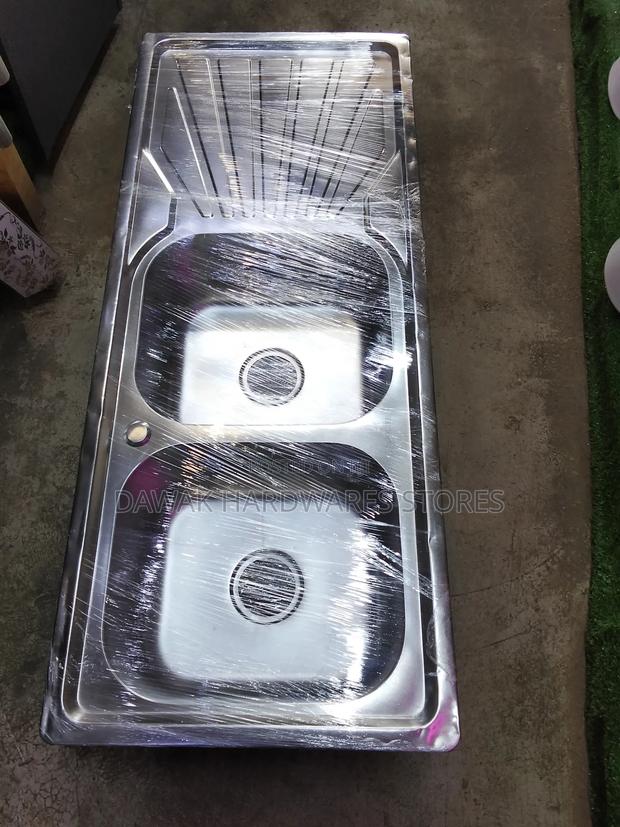 Double Bowl Stainless Kitchen Sink With a Drainboard - thumbnail 4