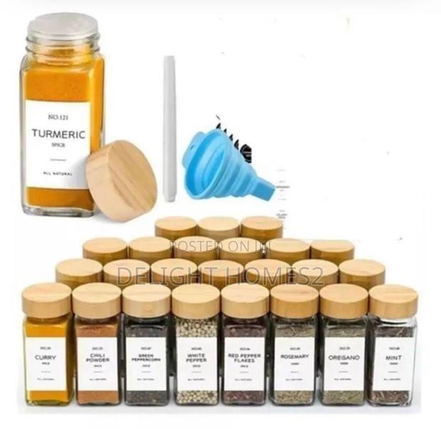 16 PCS Premium Thick Glass Storage Jars With Bamboo Lid-Car - thumbnail 2