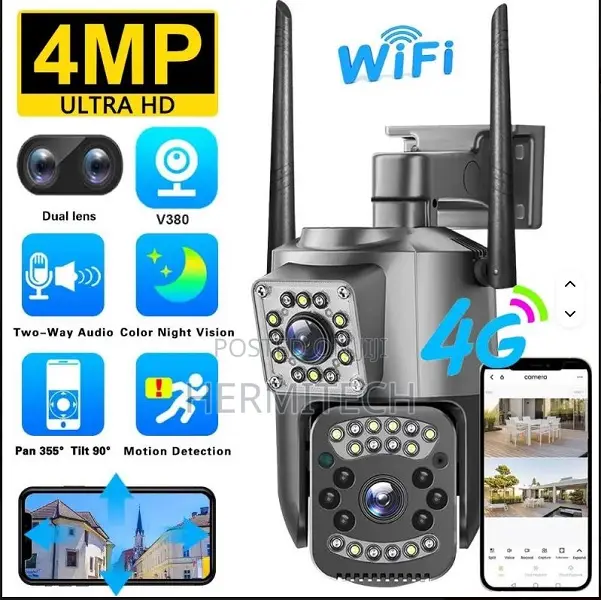 Outdoor 4mp Ultra Hd 4g Wifi Security Camera Dual Lens