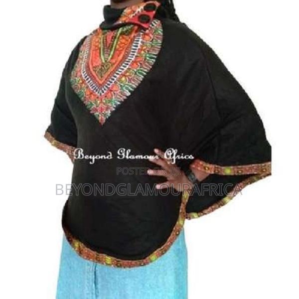 Women's Black Ankara Poncho
