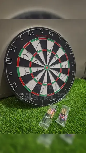 Standard 18-Inch Bristle Dartboard With a Set of Steel-Tipped Darts.