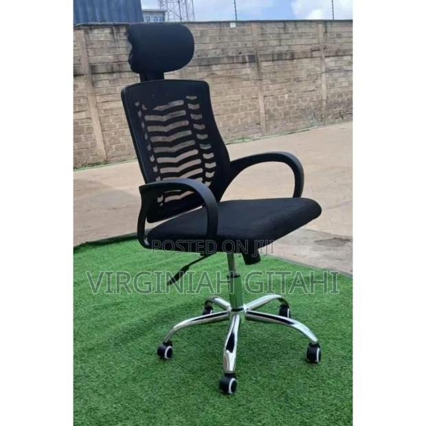 Comfort Secretarial Mesh Chair Adjustable Headrest and Lumbar Support