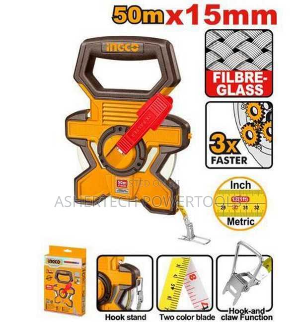 Ingco Hfmt1850 Fibreglass Measuring Tape :50mx15mm