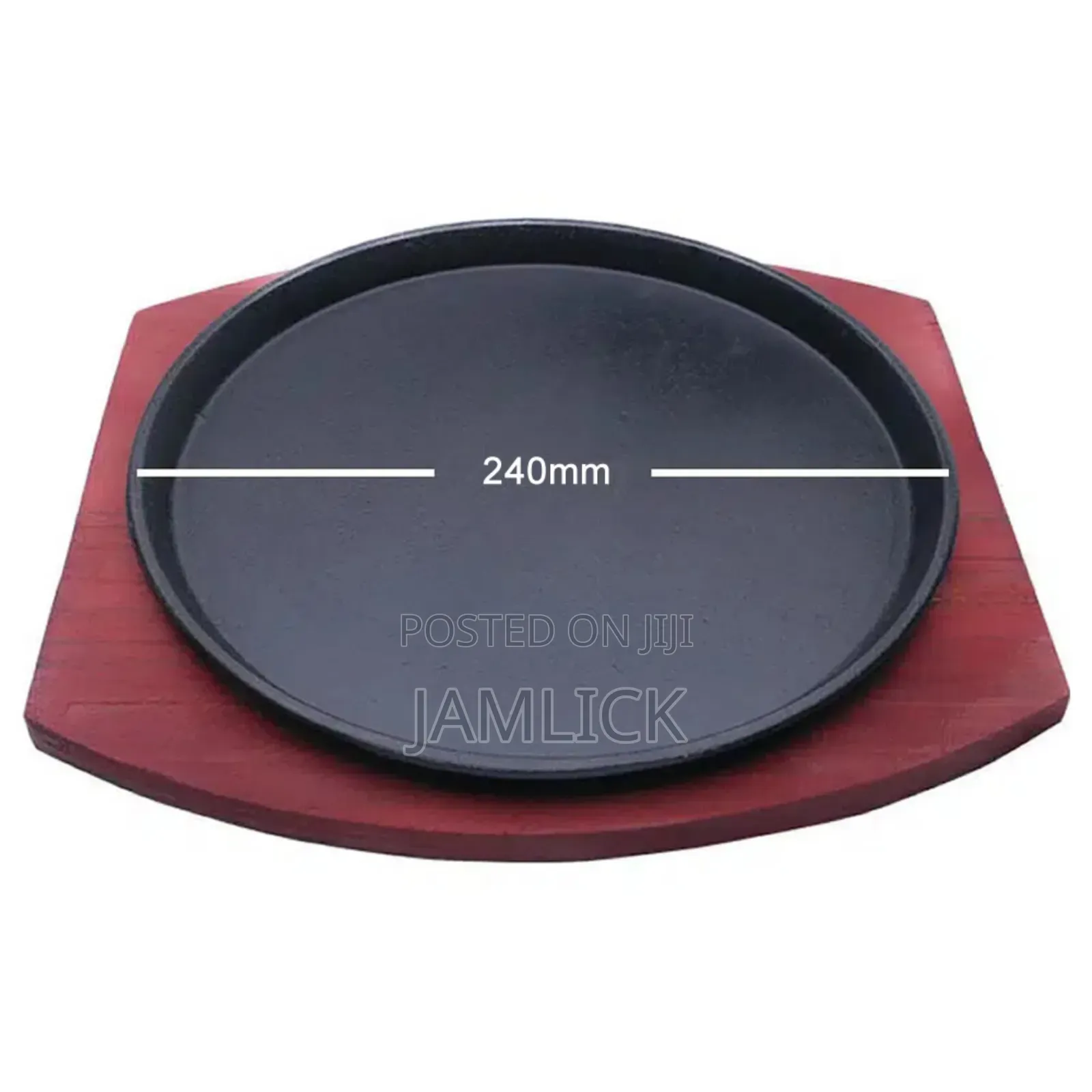 Cast Iron Hot Sizzling Plate on Wooden Tray – Oval Round - Pm