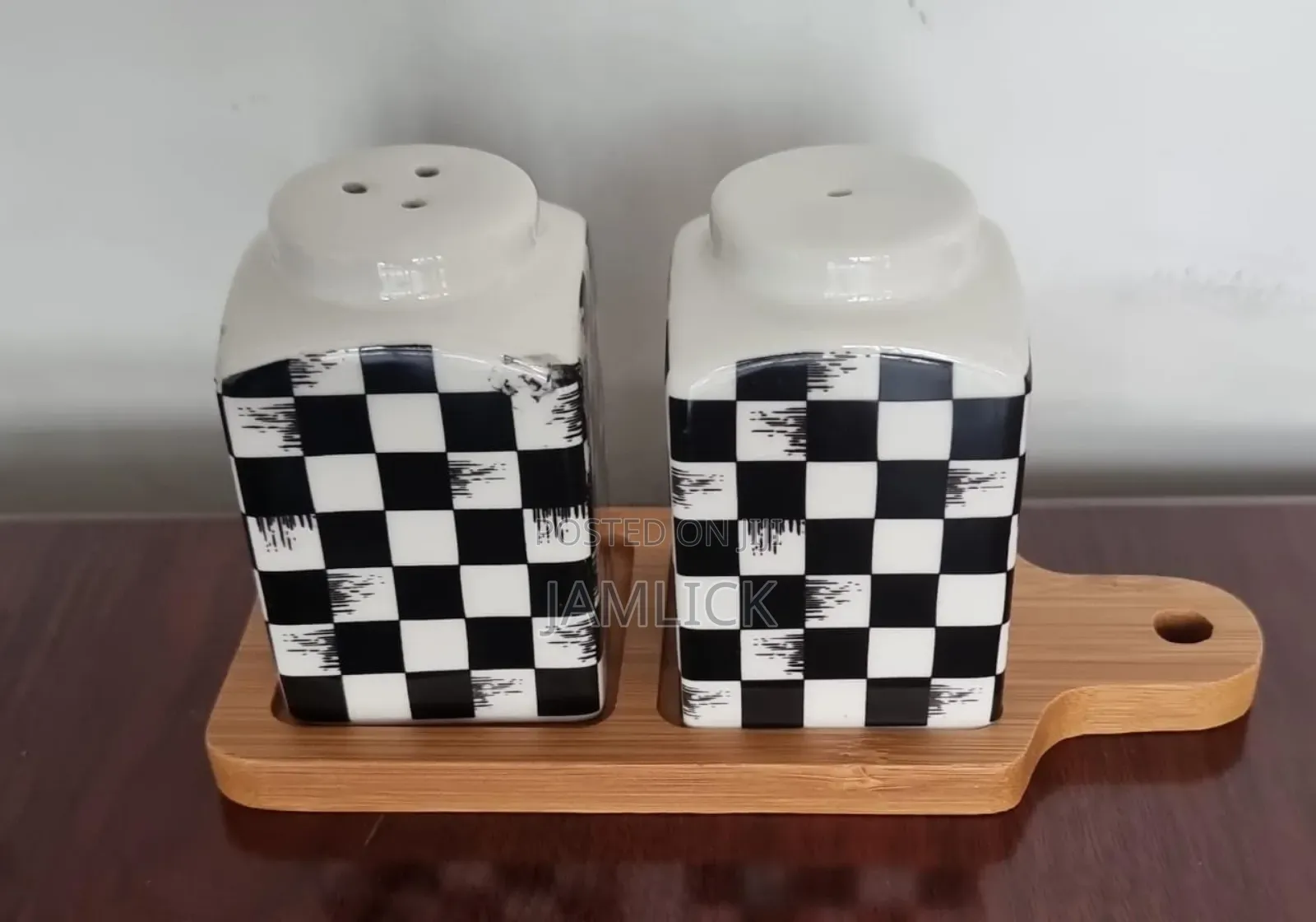 Salt Pepper Pot With Bamboo Base – Kitchen Spice Shaker Set - Pm