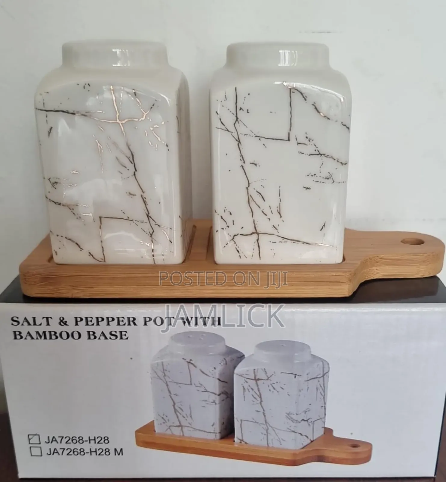 Salt Pepper Pot With Bamboo Base – Kitchen Spice Shaker Set - Pm
