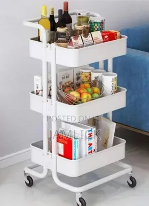 Metallic 3-Layer White Trolley –Jf