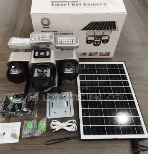 Triple Lens 4g Solar PTZ Camera With Siren Alarm