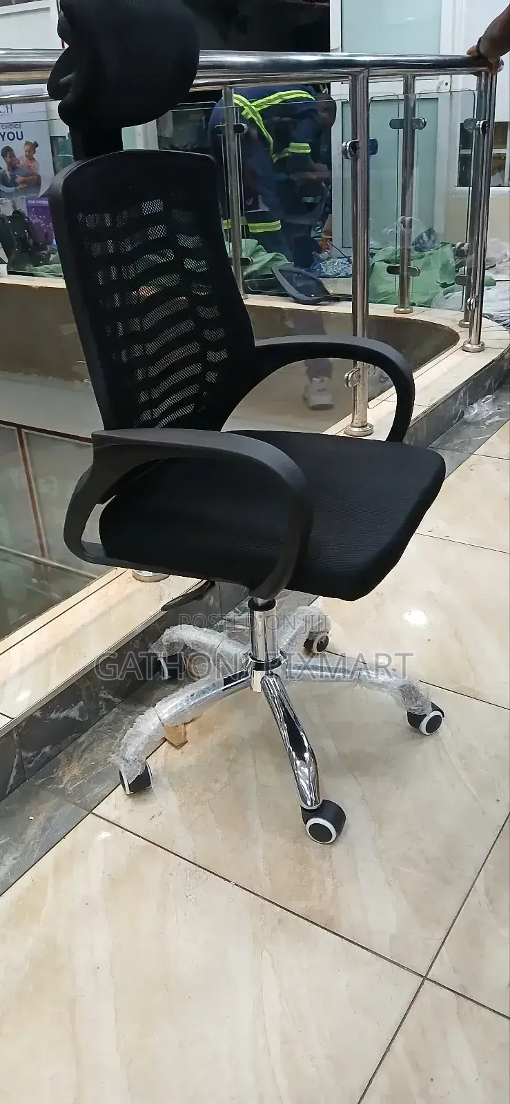 Secretarial Mesh Office Chair With Adjustable Headrest