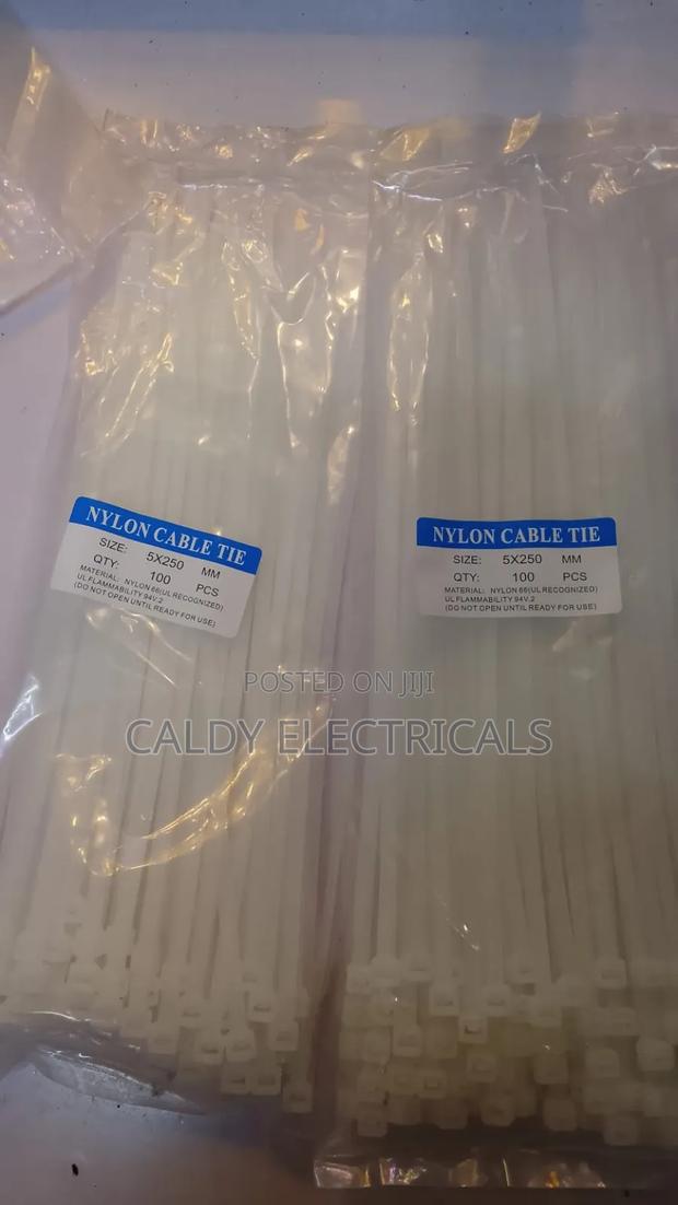 White 5*250 Natural Nylon Cable Ties (Zip Ties).