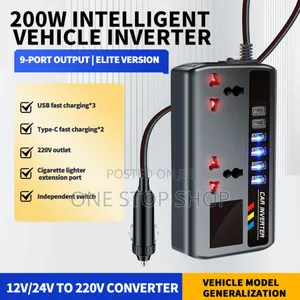 200w Intelligent Car Inverter With Usb,Typec , Cigarette Port