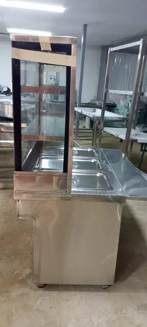 3 Full Inserts Electric Food Warmer Display With Overhead Shelves