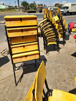 Lockers and Chairs With Metal Frame.