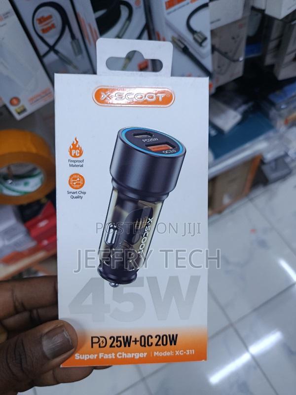X-Scoot Xc-311 45w Pd Type-C + Qc Usb Car Charger for Fast Charging
