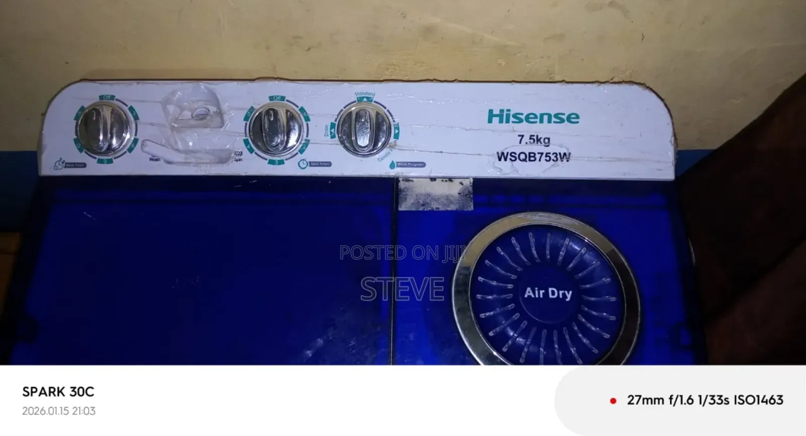 Hisence 7.5kg Twin Tub (6months Old) Mint Condition