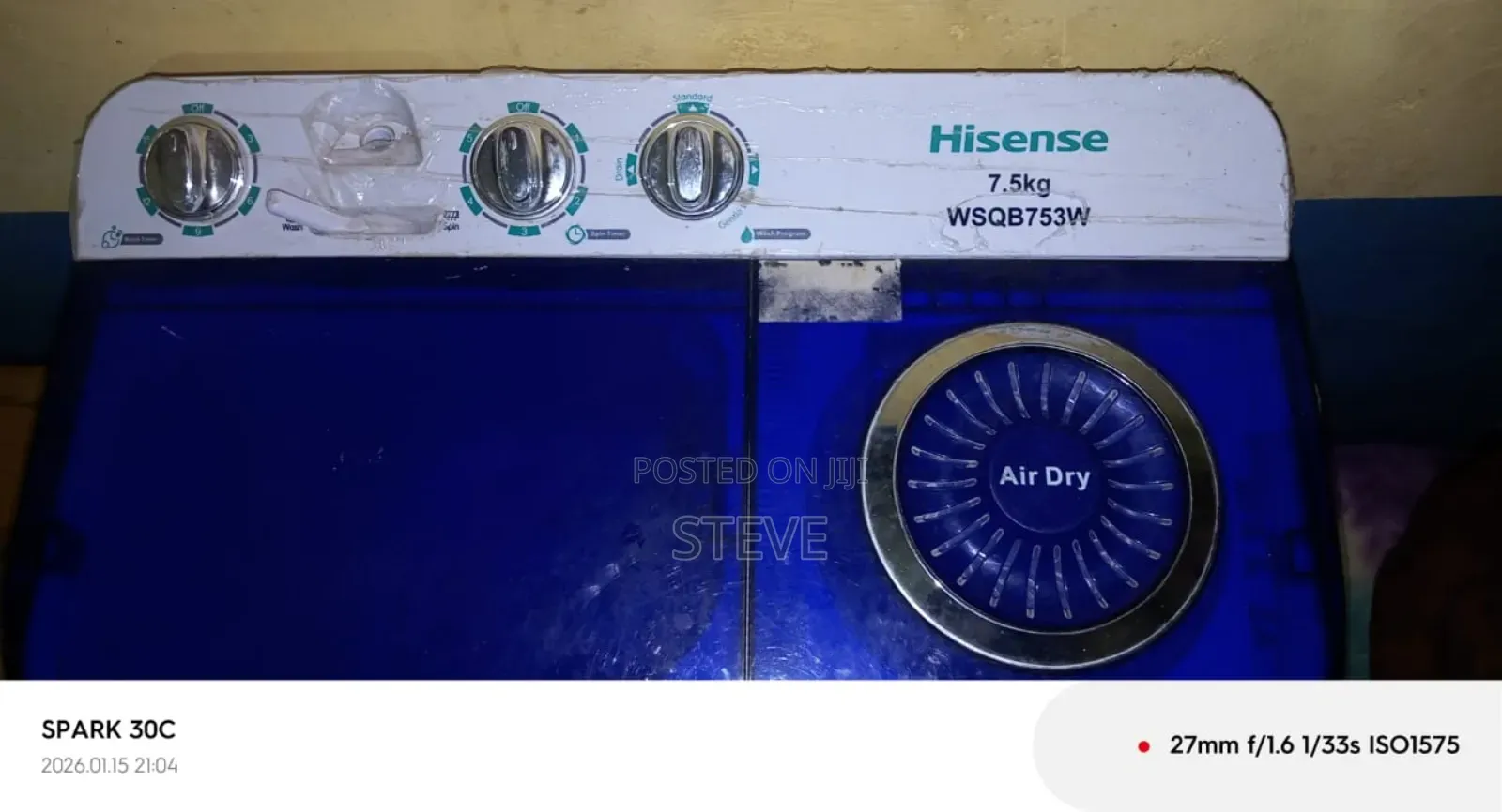 Hisence 7.5kg Twin Tub (6months Old) Mint Condition