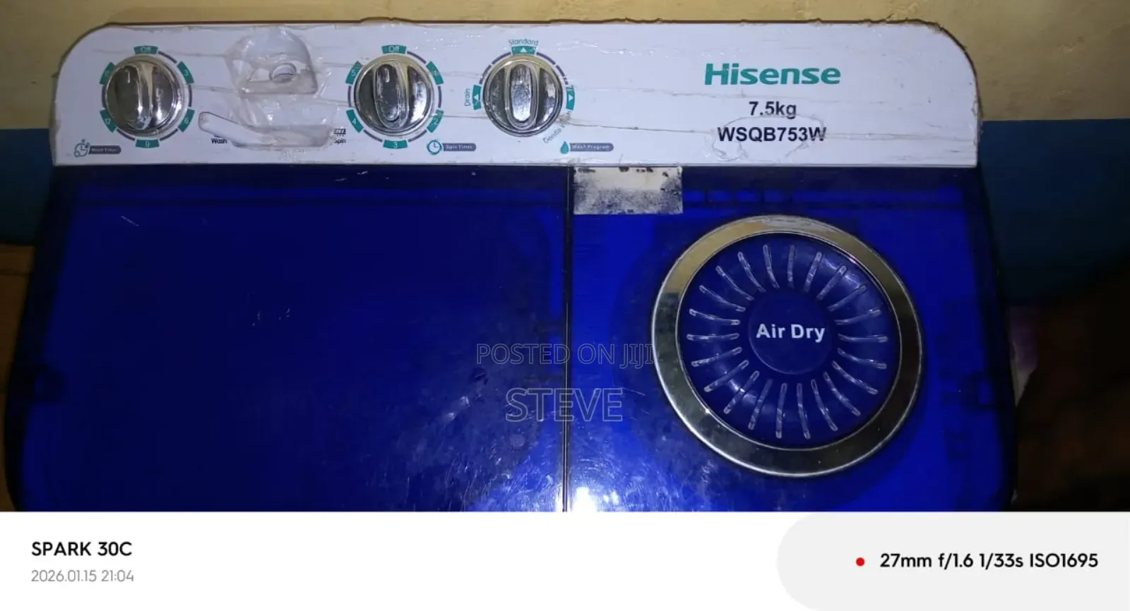 Hisence 7.5kg Twin Tub (6months Old) Mint Condition