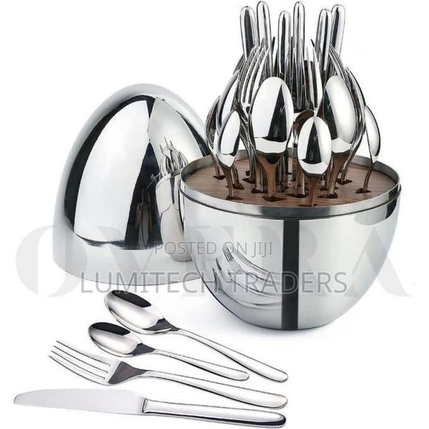 36pc Executive Egg-Shaped Cutlery Set Silver Colour - main view