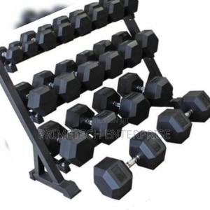 Hexagonal 10kg Black Dumbells - thumbnail 2