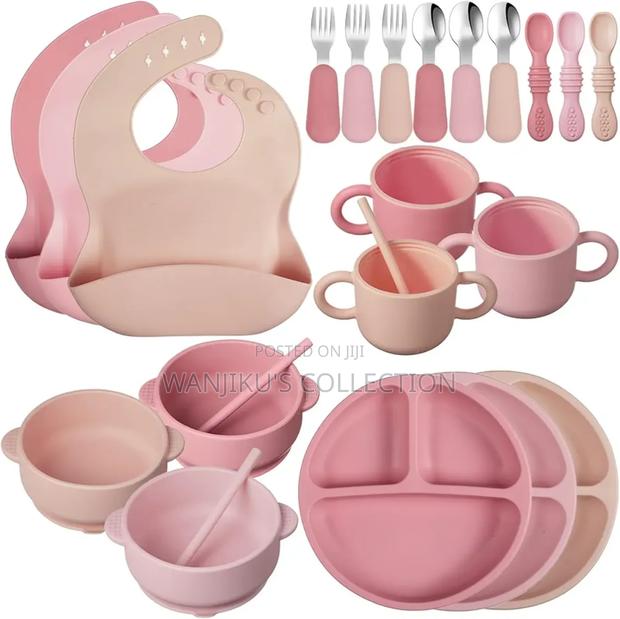 Silicone Baby Feeding Set Pink - main view