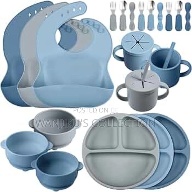 Quality Blue Silicone Baby Feeding Set D3q - main view
