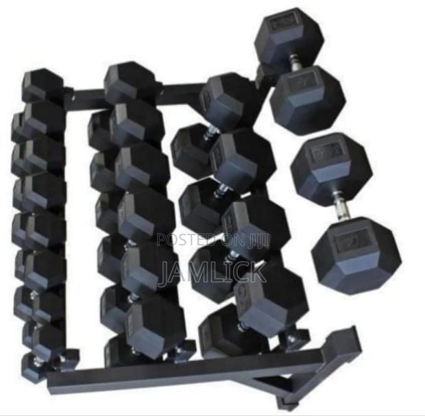 Hexagon Dumbbells – Rubber Coated, 5kg 10kg - Js