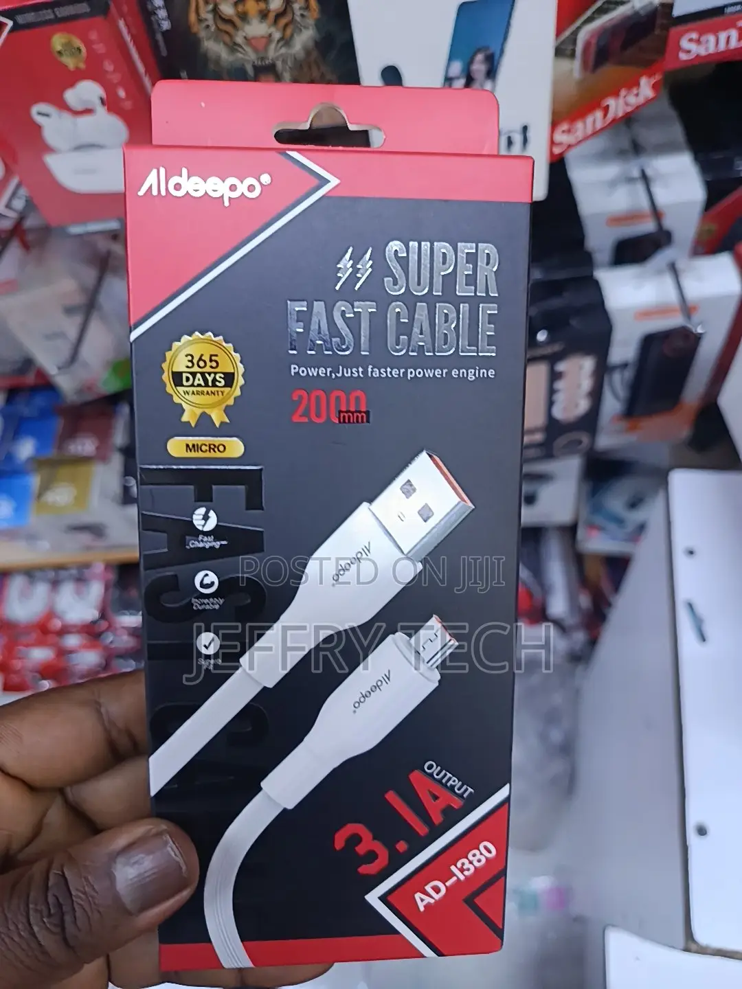 Aldeepo Ad-I390 3.1a 2m Lightning Cable Super Fast Charging for iPhone
