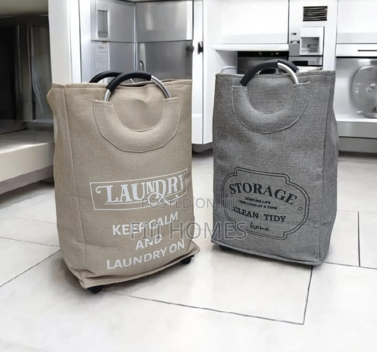 Quality Laundry Basket With Wheels | Heavy Canvas | 64 by 40 Cm