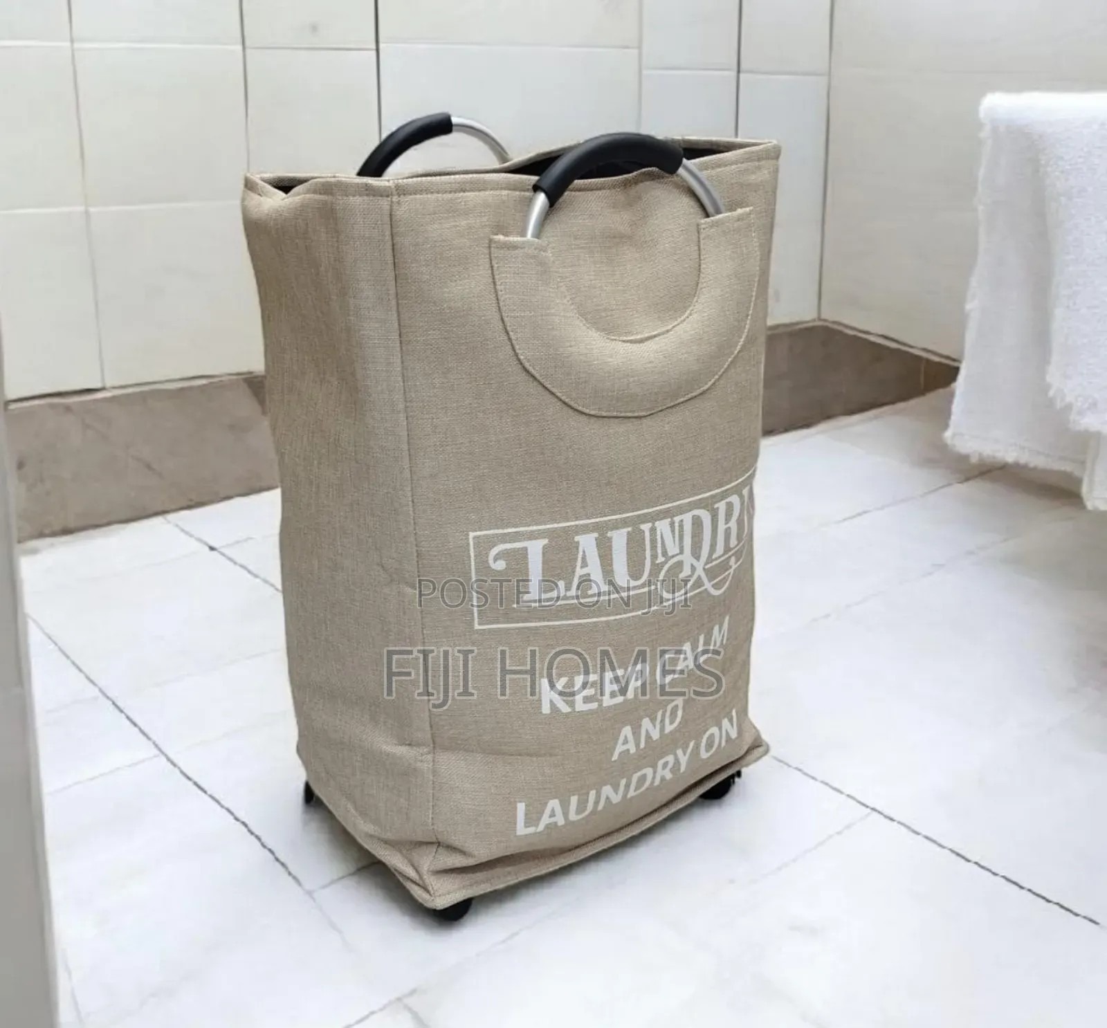 Quality Laundry Basket With Wheels | Heavy Canvas | 64 by 40 Cm