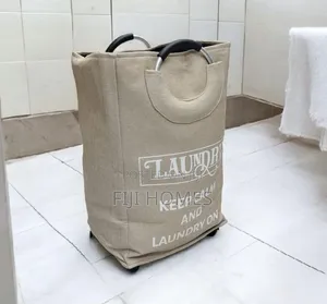 Quality Laundry Basket With Wheels | Heavy Canvas | 64 by 40 Cm