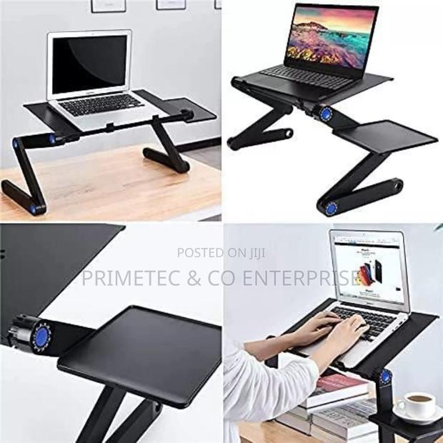 Foldable Metallic Laptop Stand With Mouse Pad and Fan - main view