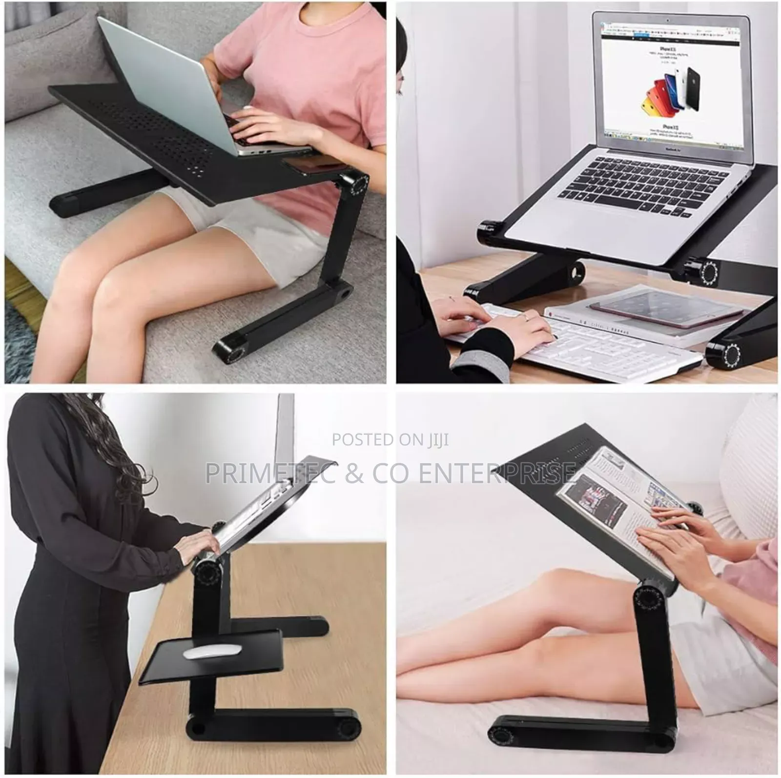 Foldable Metallic Laptop Stand With Mouse Pad and Fan