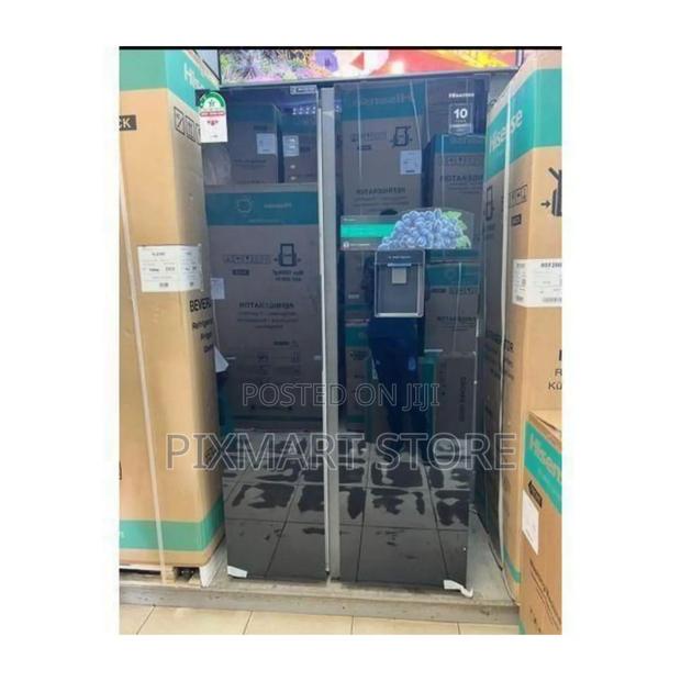 Hisense 541l Side-by-Side Fridge – Black Glass + Water Dispenser