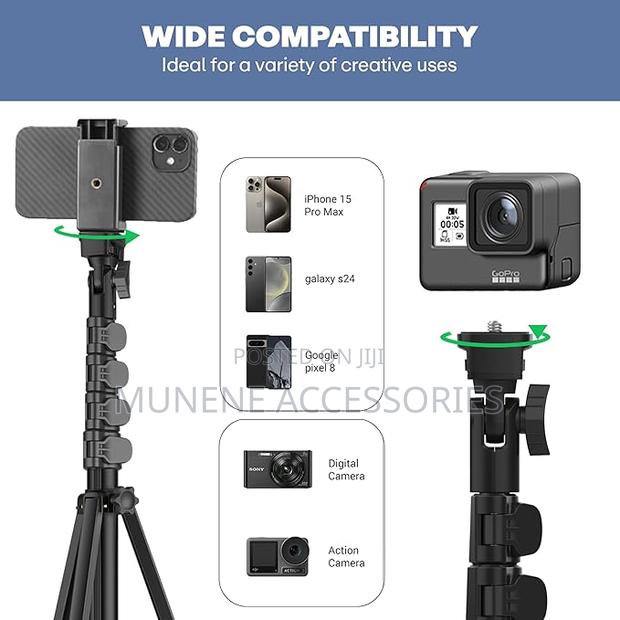 1.6m Tripod Stand With Mobile Phone Holder Heavy Duty For Camera Light - thumbnail 4