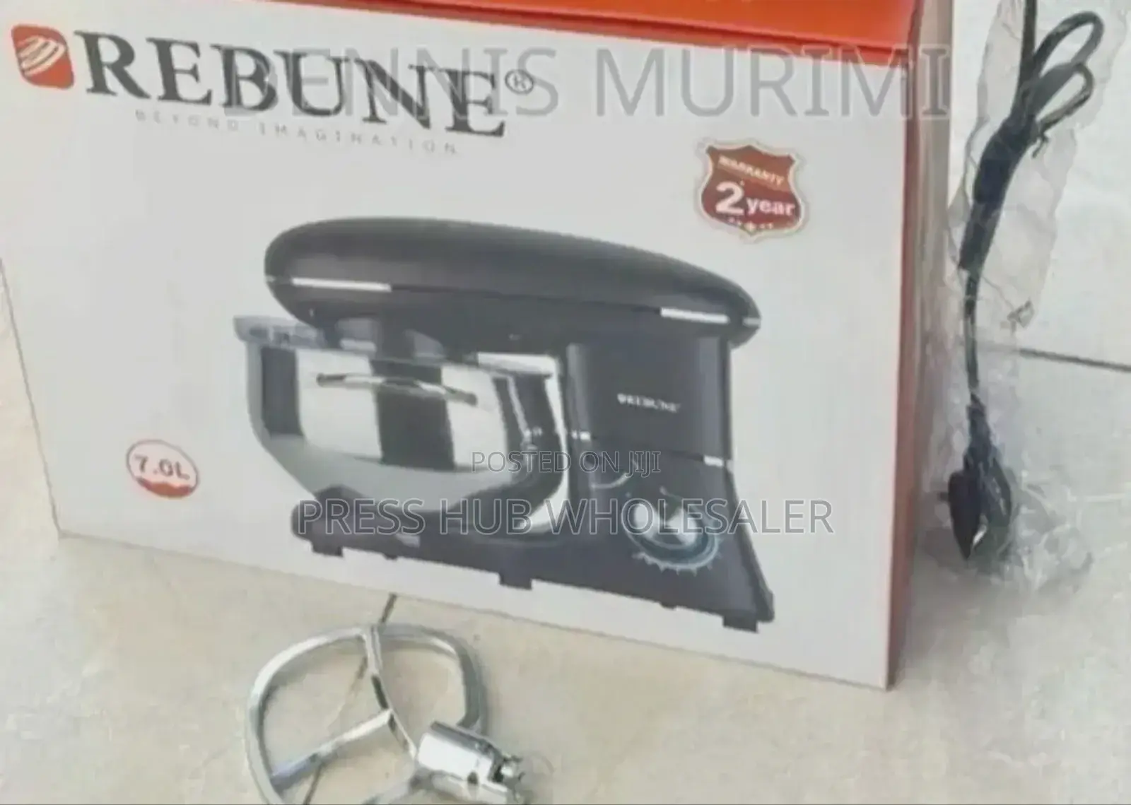 Rebune Electric Stand Food Mixer (Re-2-067) in Black/Silver.