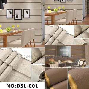 Brown and Beige Lines Wallpaper for Office Design