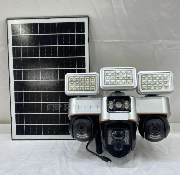 12mp 4g Multiple Lens Solar CCTV Camera With Solar Flood Light