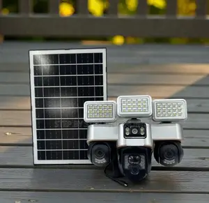 Colored Night Vision 12mp 4g Solar CCTV Camera With Solar Flood Light