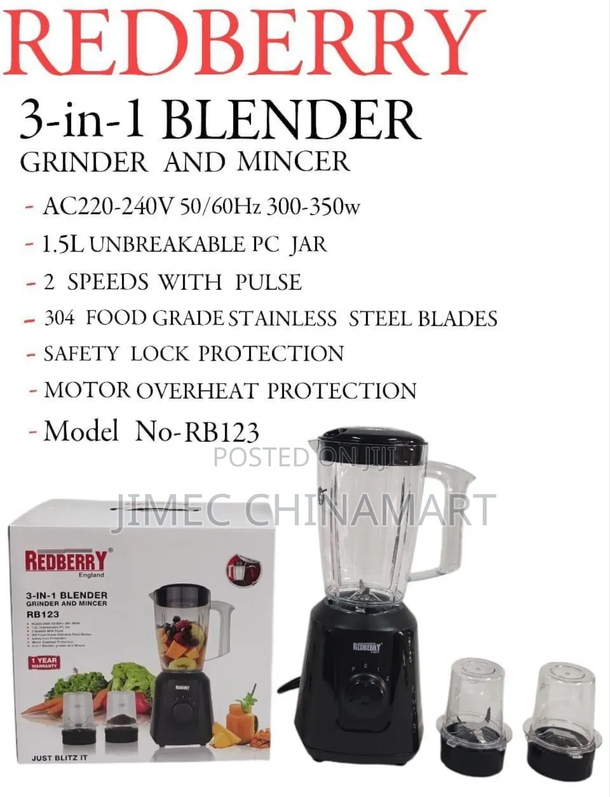 Redberry Premium 3-in-1 Blender
