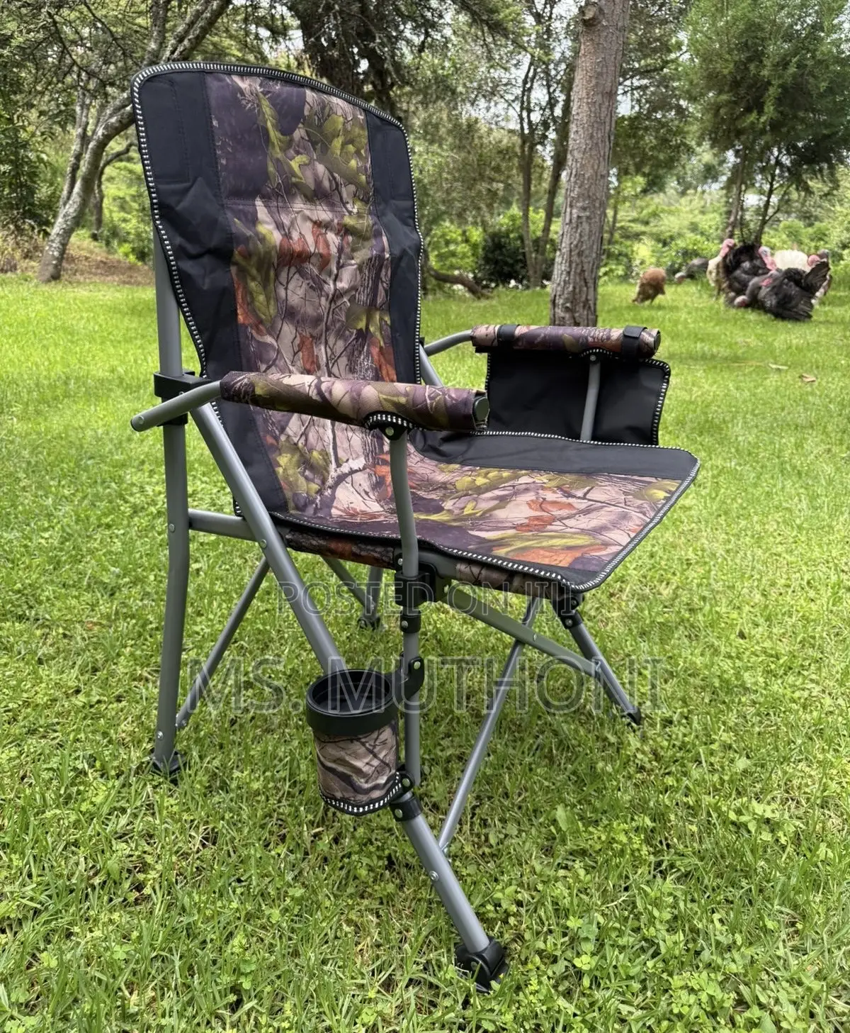 Camouflage Folding Camping / Outdoor Chair With a Cup Holder.