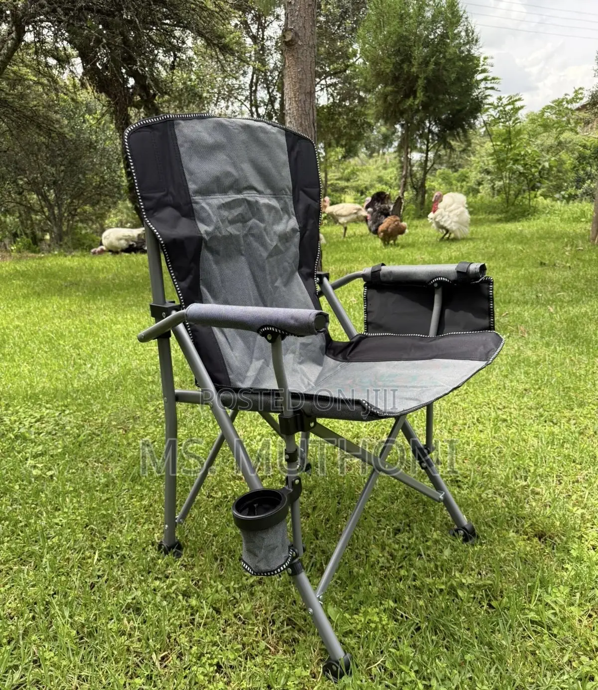 Heavy Duty Portable , Grey /Black Folding Camping Chair.