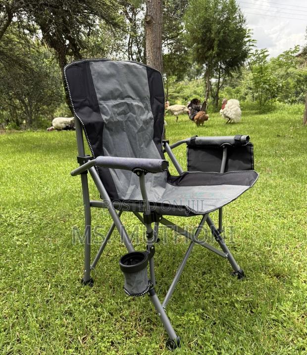 Heavy Duty Portable , Grey /Black Folding Camping Chair. - main view
