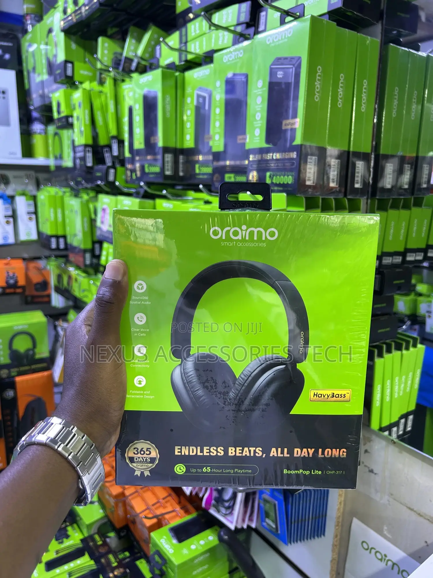Oraimo Boompop Lite Wireless Headphones-65hrs Battery, Heavy Bass