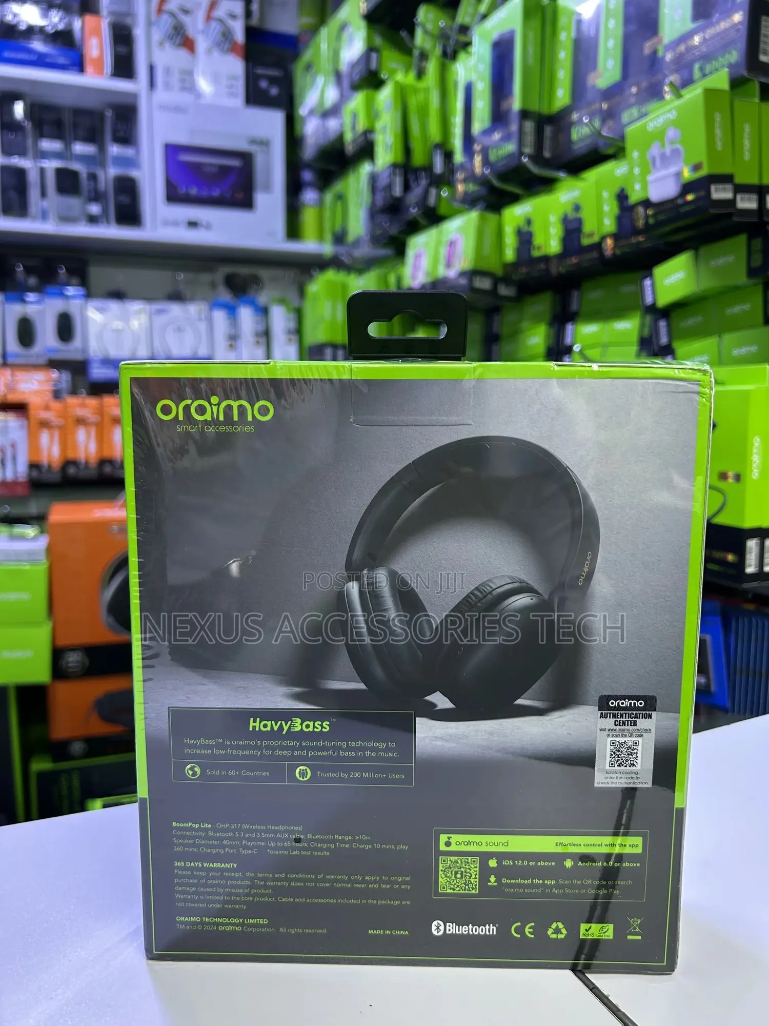 Oraimo Boompop Lite Wireless Headphones-65hrs Battery, Heavy Bass