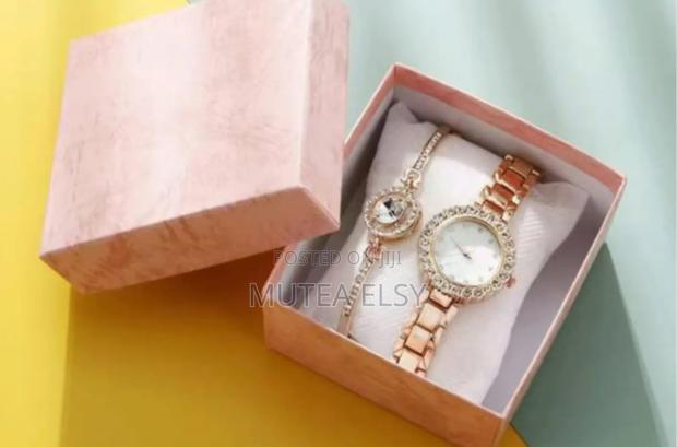 Gold Silver Classy Ladies Watch + Bracelet Set - main view