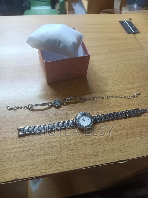 Gold Silver Classy Ladies Watch + Bracelet Set - thumbnail 2