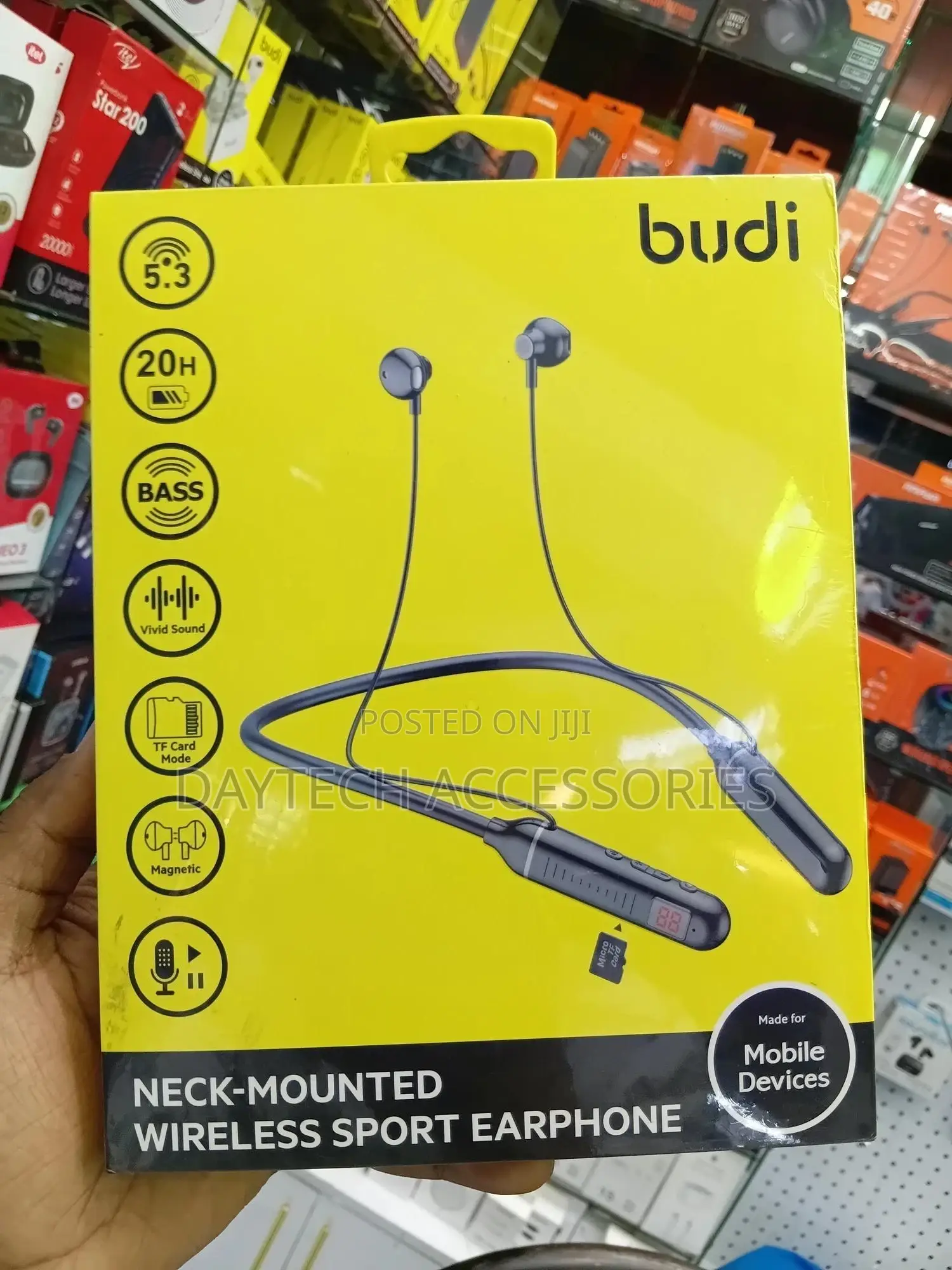 Budi Ep63b Neck-Mounted Wireless Earphones With Card Reader Port.