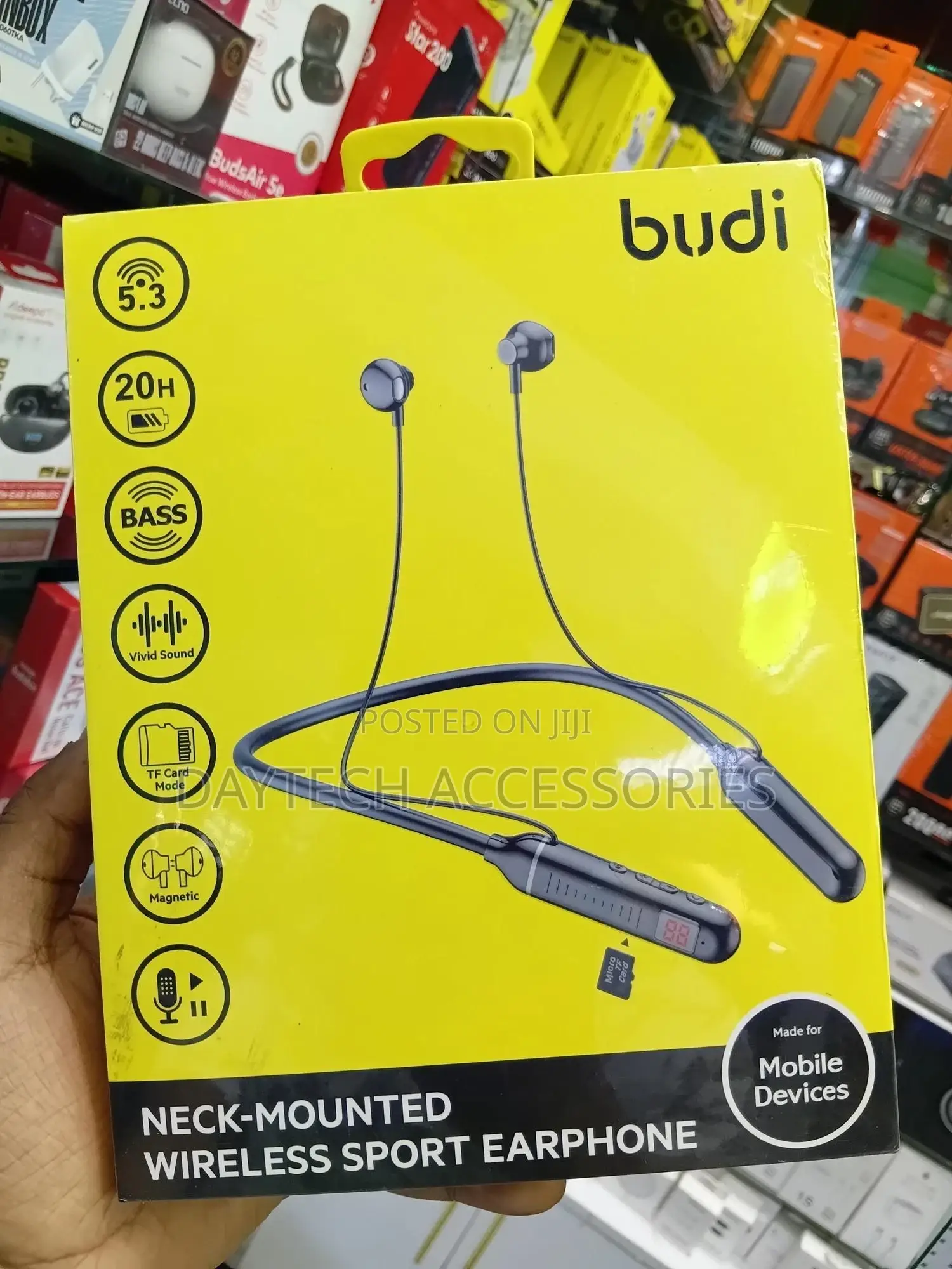 Budi Ep63b Neck-Mounted Wireless Earphones With Card Reader Port.