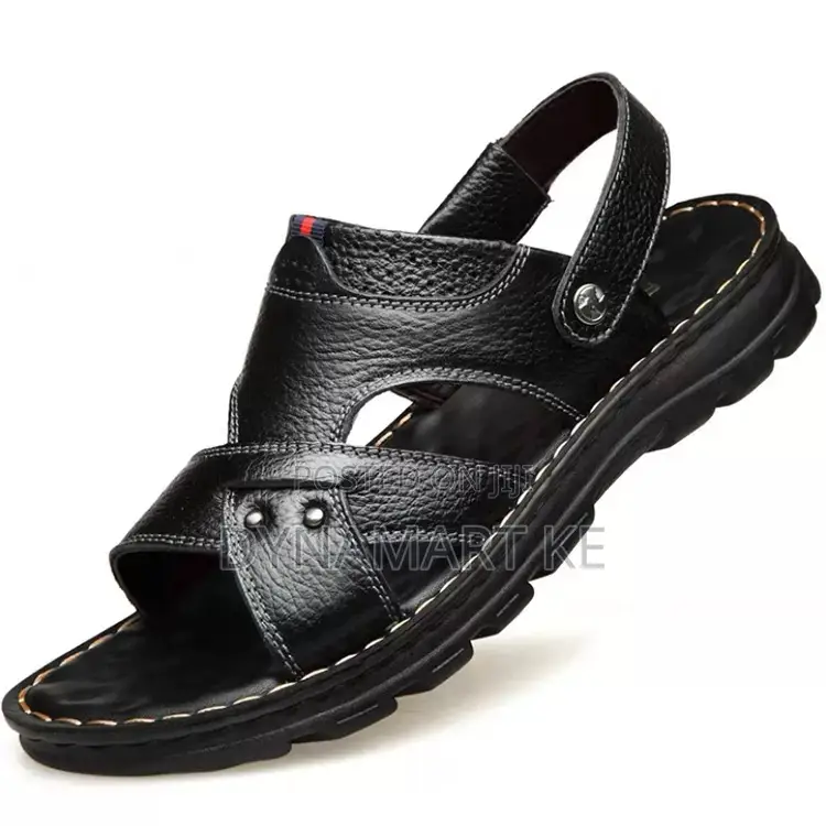 Cowhide Shoes Men's Sandals Slippers Leather Open Toe Sports